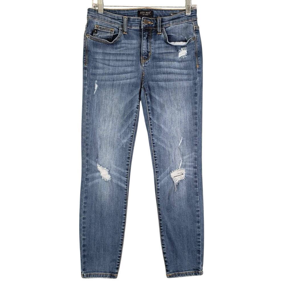 Judy Blue Jeans Womens Size 7/28 Blue Medium Wash Relaxed Fit Straight Mid Rise - Picture 2 of 10